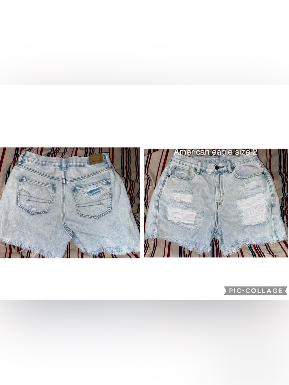 American Eagle Outfitters Light Wash Distressed Denim Shorts